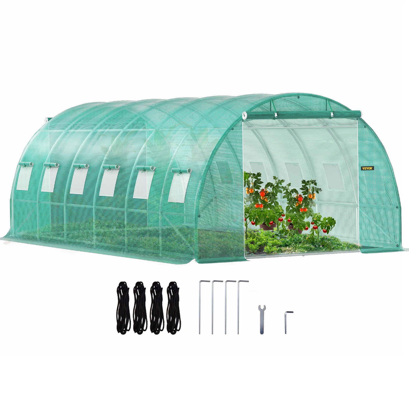 VEVOR Walk-in Tunnel Greenhouse 20 x 10 x 7 ft Portable Plant Hot House with Galvanized Steel Hoops, 3 Top Beams For Plants Grow