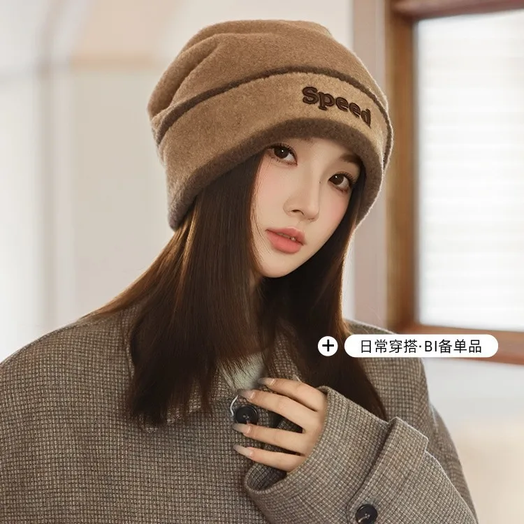 قبعة صغيرة مترهلة مبطنة بالصوف للنساء - قبعة شتوية دافئة للأذن في الهواء الطلق، قبعة تنحيف الوجه ومتعددة الاستخدامات للطقس البارد #2