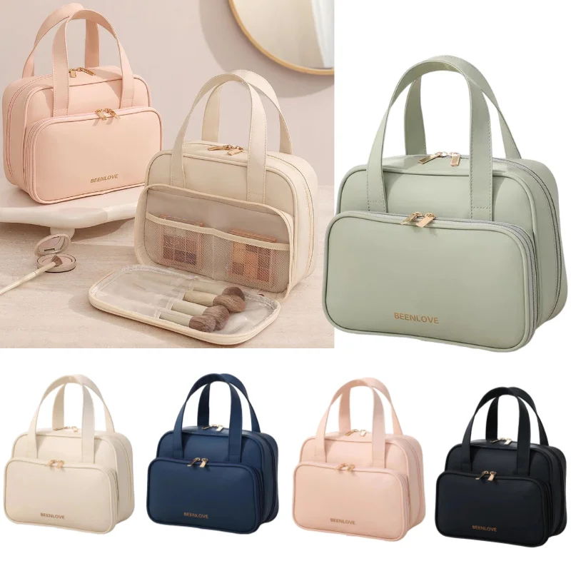 

Косметичка из искусственной кожи для женщин, многофункциональная портативная косметичка для хранения, большая вместительная дорожная сумка для хранения туалетных принадлежностей