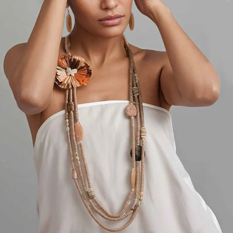 Statement-Halskette im Retro-Ethno-Stil mit Blumen-Accessoires für Damen, Hochzeit, Party, Schmuck – Detail 4