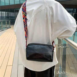 Vintage Fashion Men's Shoulder Messenger Bag Soft Pu Leather Crossbody Bag Men Daily Square Bag Riding Back Pack Shoulder Bags