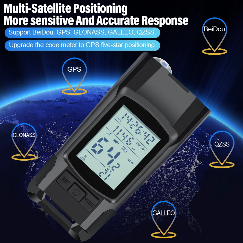 Bike Headlight GPS Speedometer Horn 3 in 1 Multifunctional Rechargeable Bicycle Front Lamp Cycling Computer MTB Bike Accessories