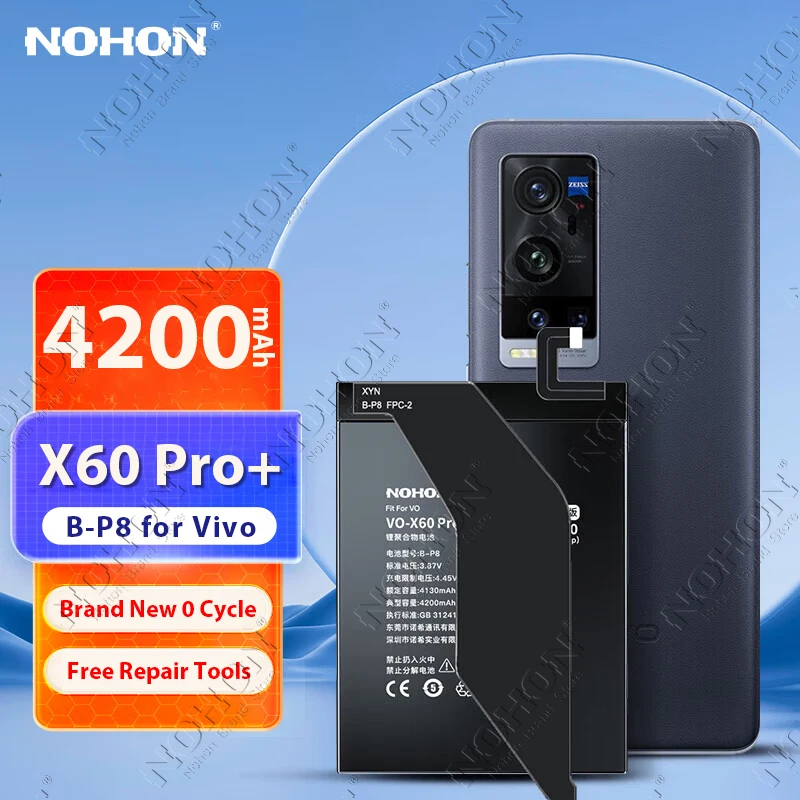 

NOHON B-P8 Phone Battery for Vivo X60 Pro Plus X60ProPlus+ X50 X30 X20 X27 X70 X80 X90 Bateria Replacement Built-in Batteries