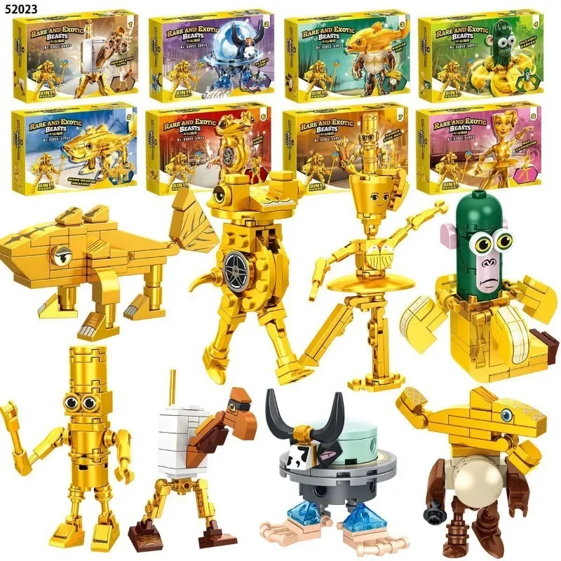 النسخة الذهبية الإيطالية تونغ تونغ صحور ‌   مجموعة مكعبات البناء المقتنيات لعبة الشكل للفتيات نموذج الطوب لعبة أطفال هدايا للأولاد والأطفال