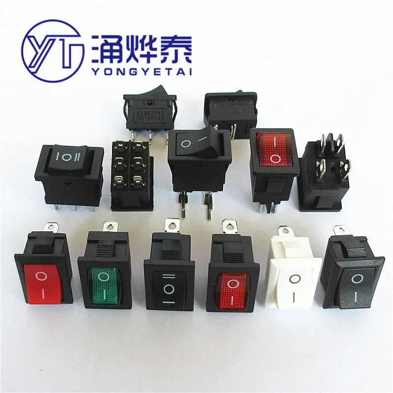 YYT 5PCS KCD1 rocker switch KCD1-101 2pin 4pin water dispenser electronic weighing boat rocker power button 15*21MM