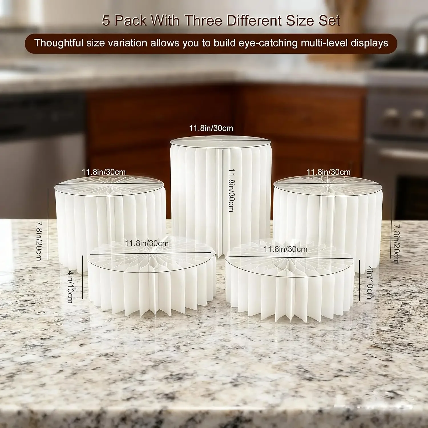5 Pcs Buffet Risers Food Display Risers for Party Buffet Table,Dessert Table Display Set Cake and Cupcake Stand Combo
