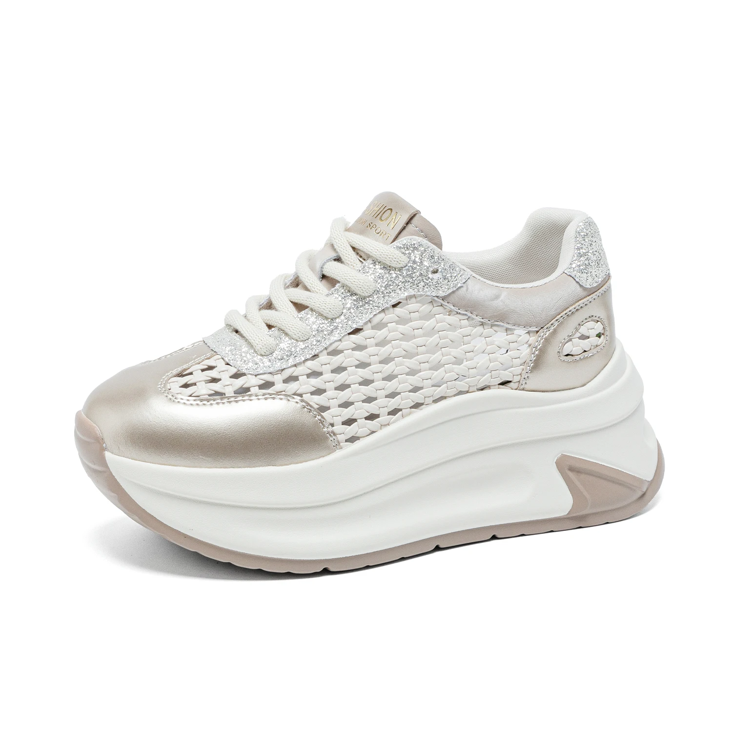 Genuine Leather Women's Shoes 2024 Spring Autumn  Thick Sole Elevated Sports sneaker  Platform Sneakers off white shoes