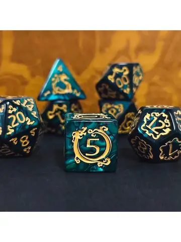 7pcs DND Dice 7Pcs/set Dragon Pattern Polyhedral Dices Role Playing D&D TRPG Board Game Dice As Gift Entertainment Accessories