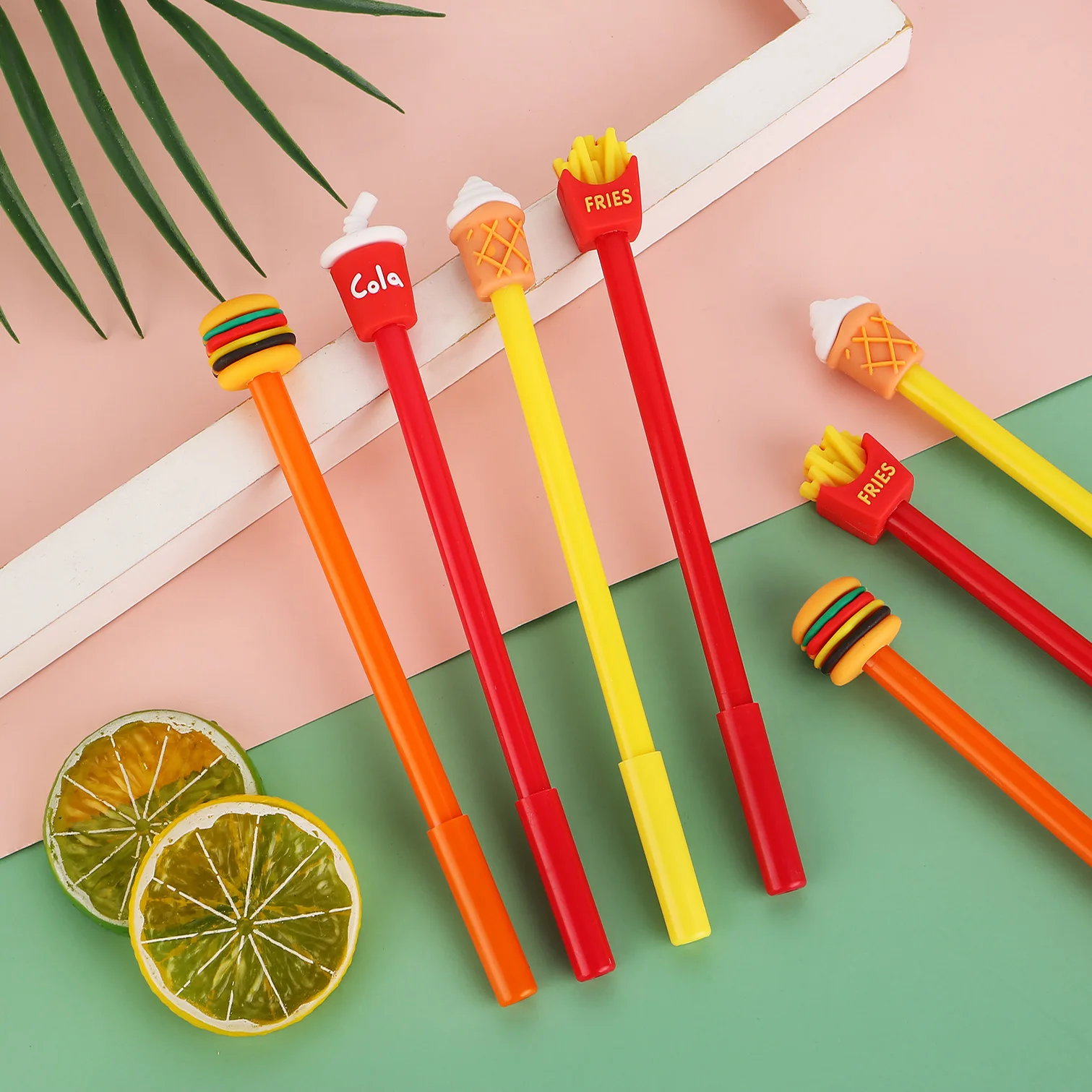 24 Pcs Creative French Fries Cola Hamburger Ice Cream Gel Pens Set Cute Stationery Student School Supplies Back To School