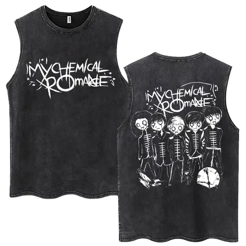 Imagen 2 del producto Camisetas sin mangas laadas de Jesús cristiano My Chemical Romance para hombres y mujeres, camiseta gótica sin mangas de tendencia, camisetas de algodón de gran tamaño