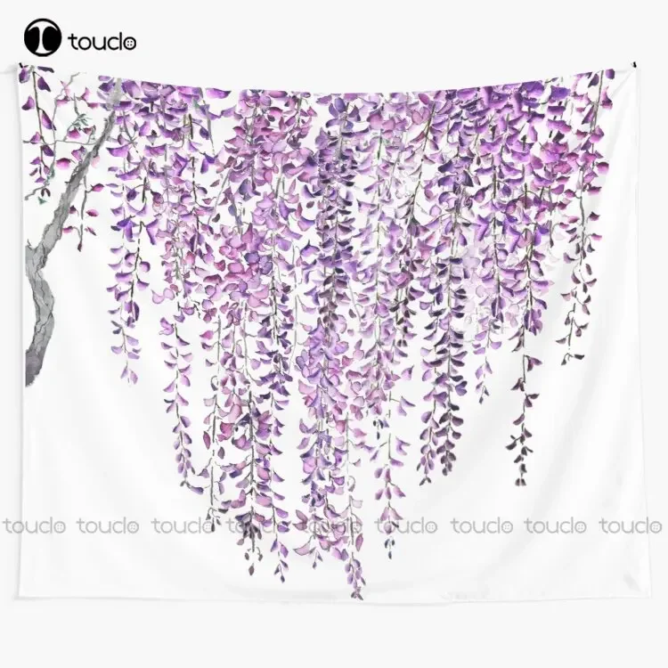 Purple Wisteria  In Bloom  Tapestry Tapestry Wall Hangings For Bedroom Blanket Tapestry Bedroom Bedspread Decoration Funny Wall