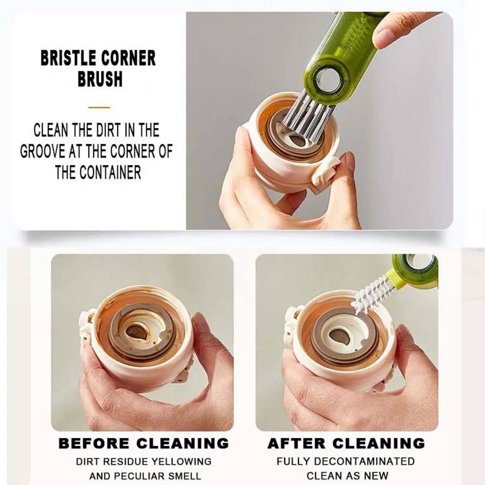 Multifunctional Silicone Cleaner Feeding Bottle Brushes Tea Thermos Cup Mould Groove Gap Rotary Household Cleaning Tool