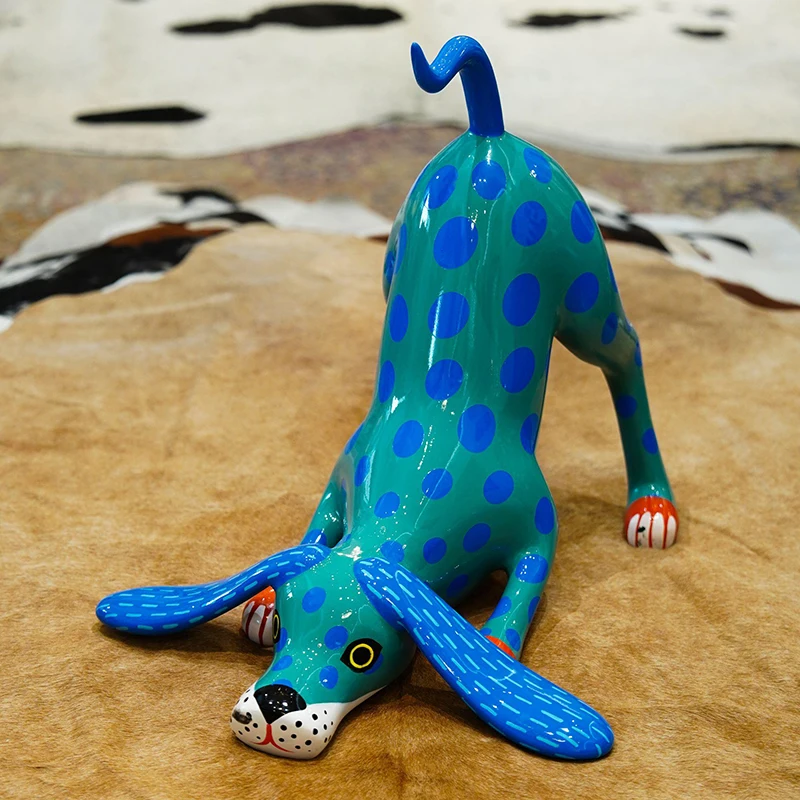 Home Decor Painted Polka Dot Dog Statue Large Floor Decorations Nordic Living Room Creative Lovely Animal Sculpture Art Ornament