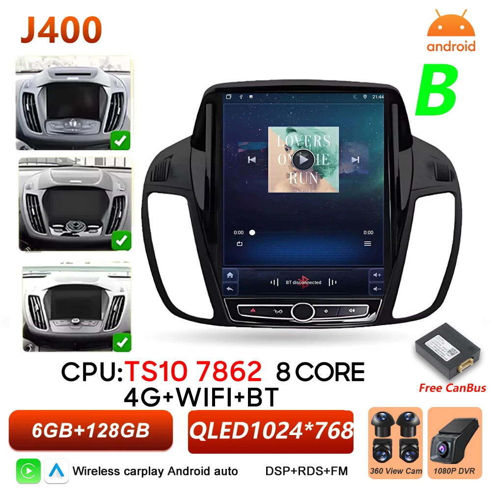 Android 16 autoradio voor Ford C-MAX Kuga 2 Escape 3 2012-2019 multimediaspeler draadloze Carplay BT Auto 5G stereo DSP RSD