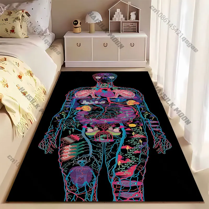 Human anatomy interconnected with symbolism carpet Yoga living room room decor children's crawling mat doormat area rug
