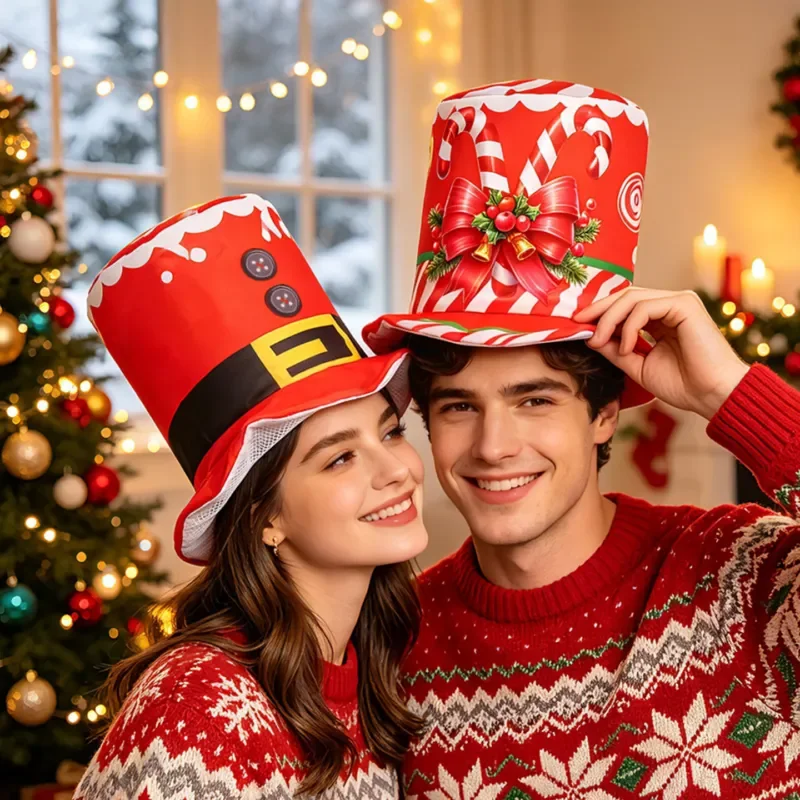 For 2026 New Santa Claus High Hat Christmas Decoration Gift Headgear Photo Props for Holiday Party Festival Cosplay