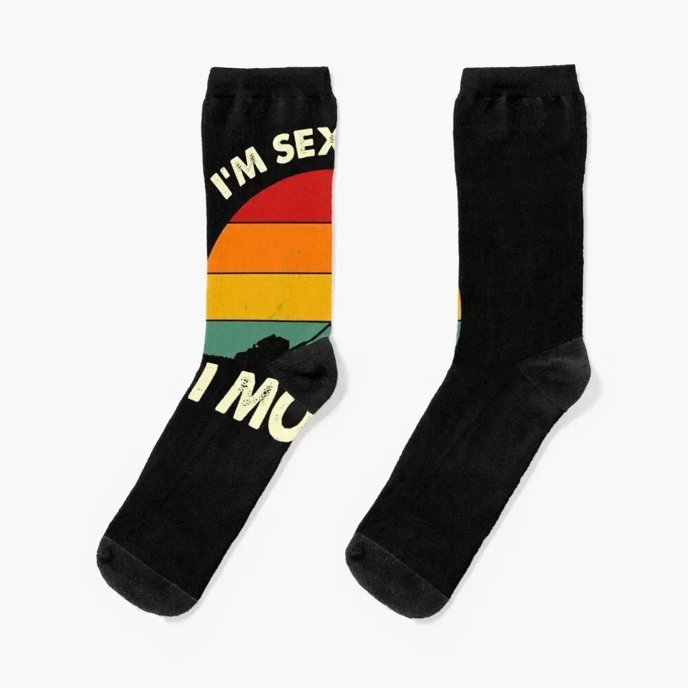 

I m Sexy And I Mow It Funny Lawn Mower Pun Landscape Socks loose cotton bright garter Socks Woman Men's