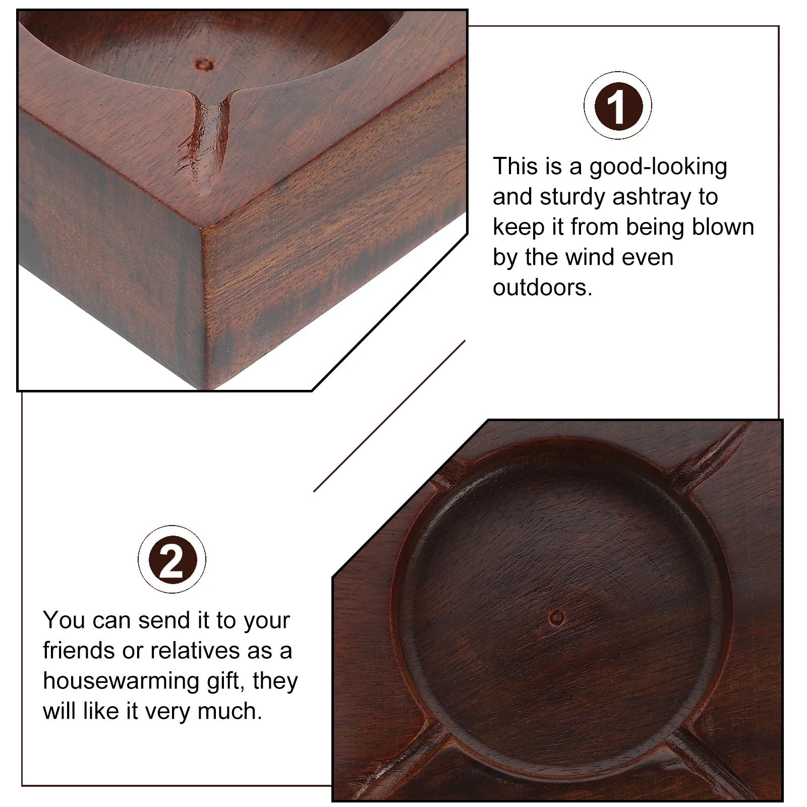 

Wooden Ashtray Solid Storage Container Home Desktop Holder Anti Fall Table Adornment Cigarette Ash Household Simple