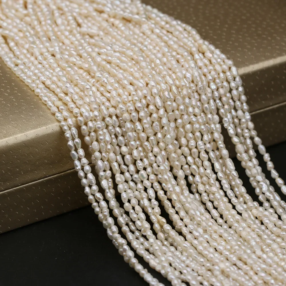 Natural Pearl Loose Beads A Level Cultured Freshwater White Pearl Beading Charms for Jewelry Making Necklace Bracelet 3-4mm