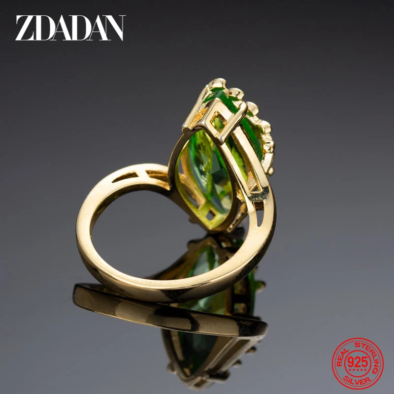 Women's 925 Silver Olive Green Gemstone Dragonfly Ring
