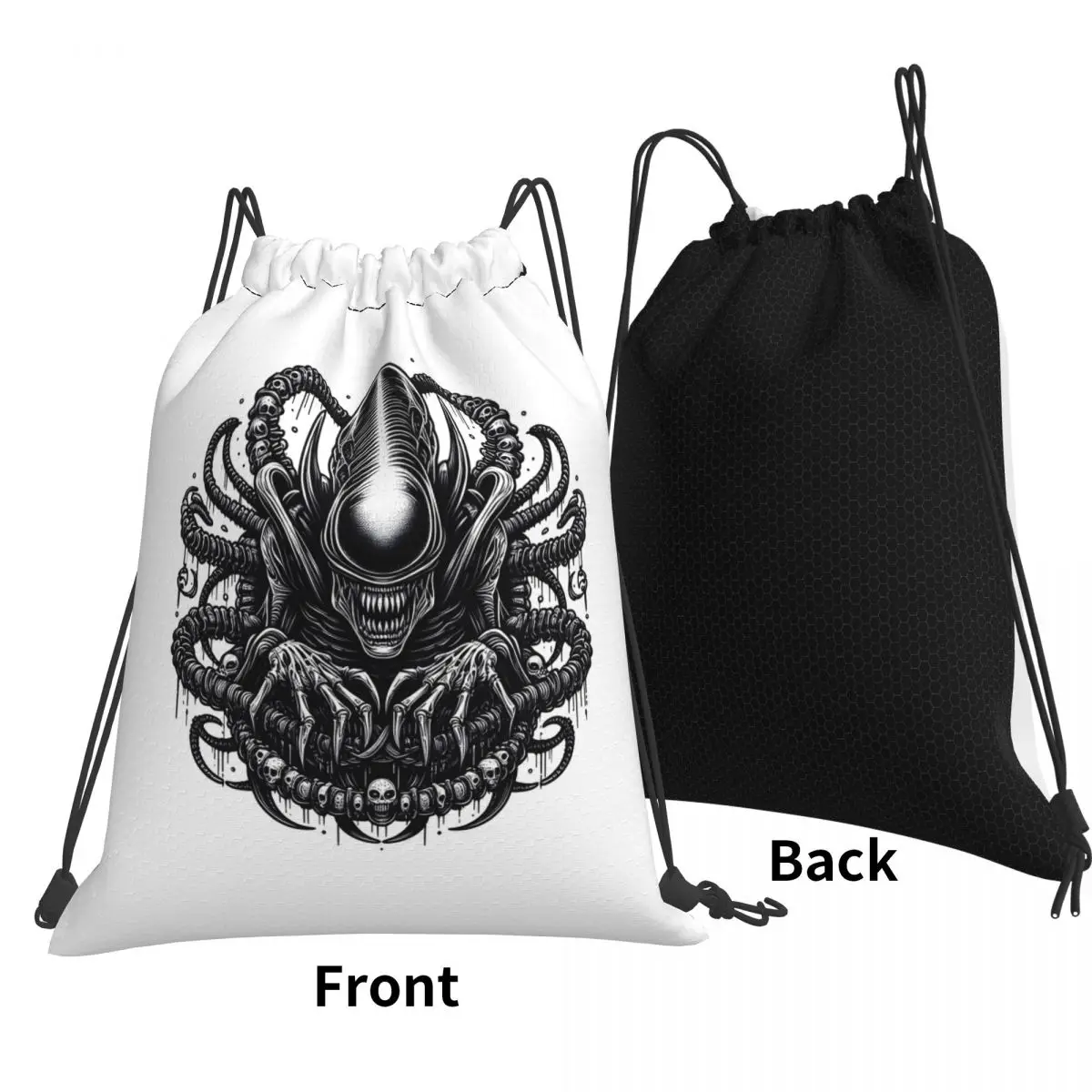 Xenomorph Style Flash Tattoo Backpacks Fashion Drawstring Bundle Pocket Storage Bag Book Bags for Man Woman School