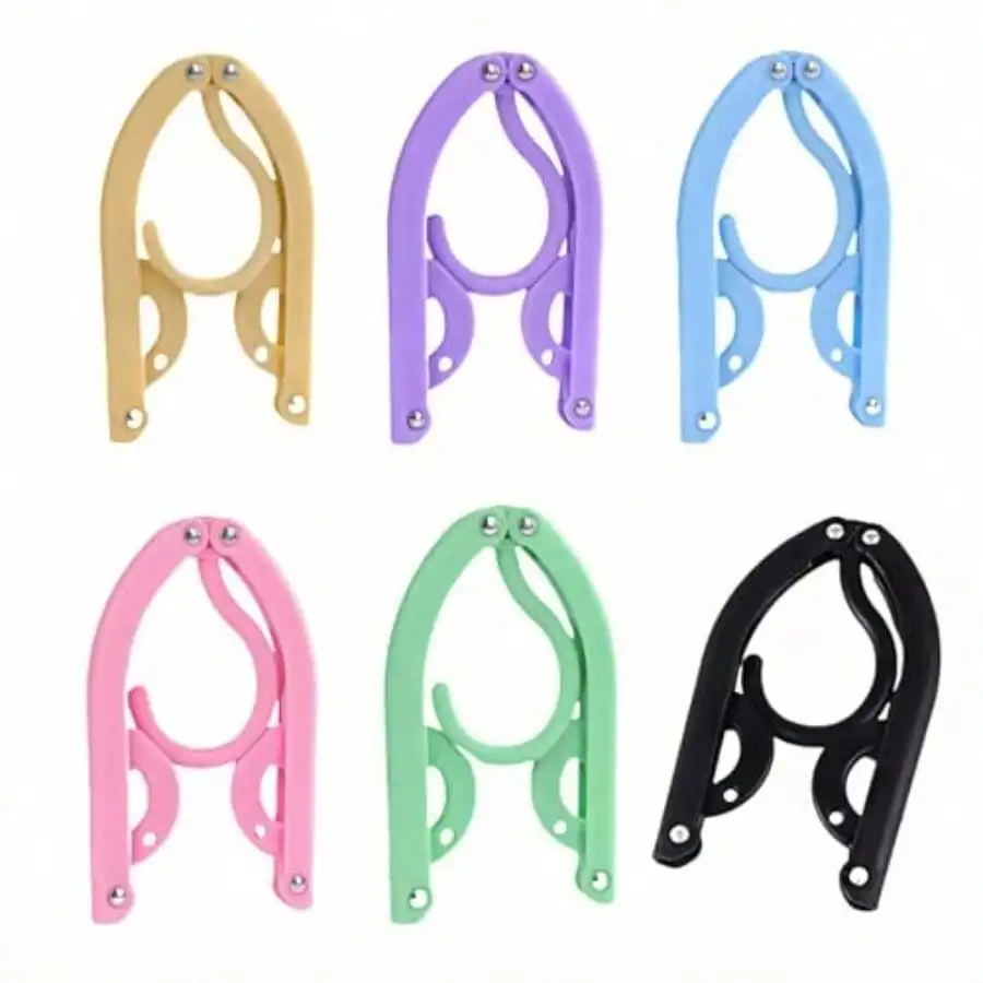 30 Pack Foldable Clothes Hangers For Travel - Portable No Slip Windproof Design PP Plastic Collapsible Hangers With Anti-Slip Grooves Space Saving For Shirts Jeans Socks Multi-Color