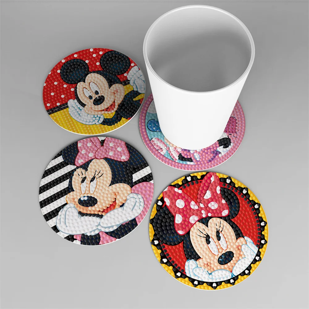 Disney Coasters Diy Diamond Painted Akrylowy 6-częściowy zestaw z diamentowym haftem Stół do jadalni i izolowanymi podstawkami kuchennymi