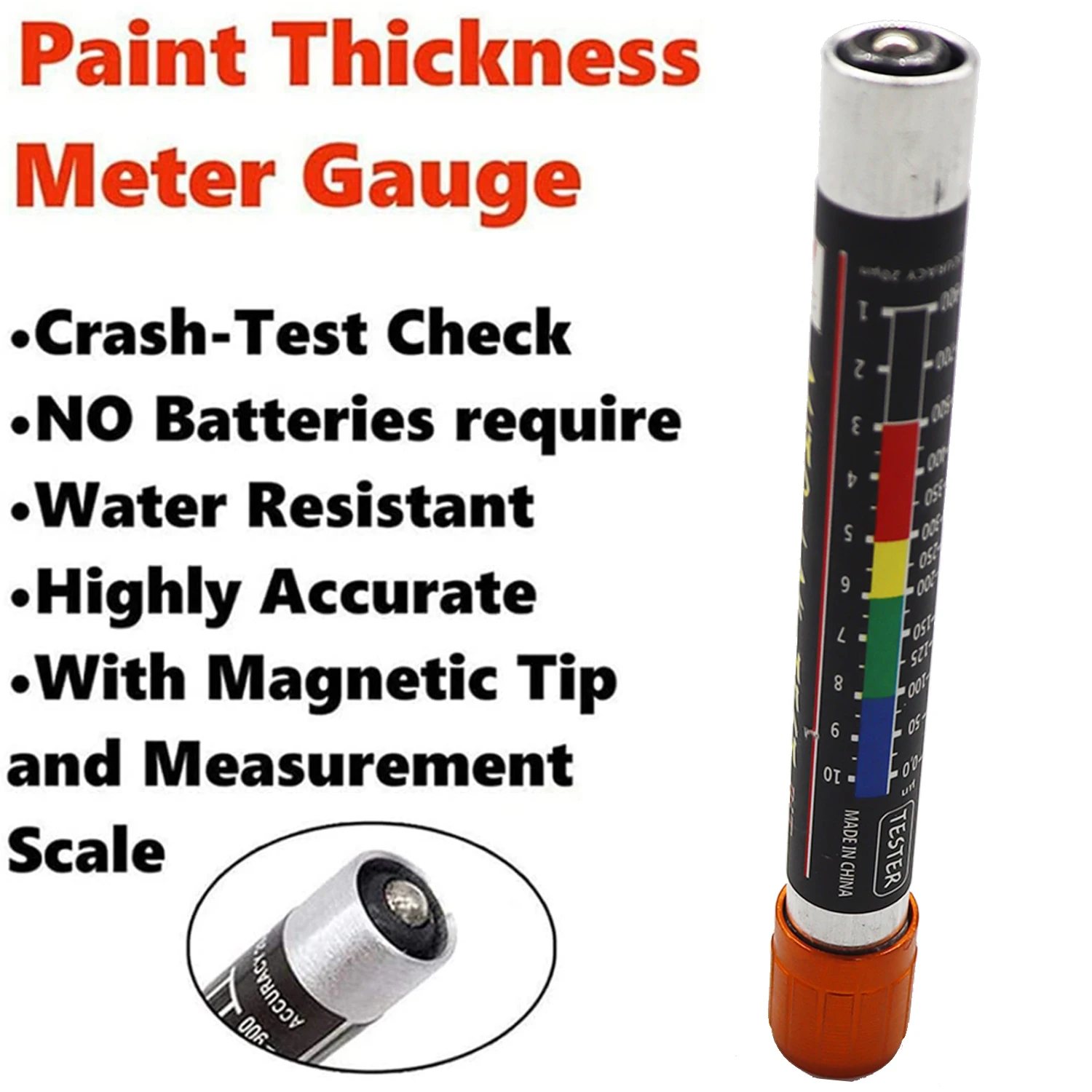 Paint Thickness Gauge Paint Coating Tester Car Body Damage Detector Crash-Test Check Car Paint Inspection Water Resistant