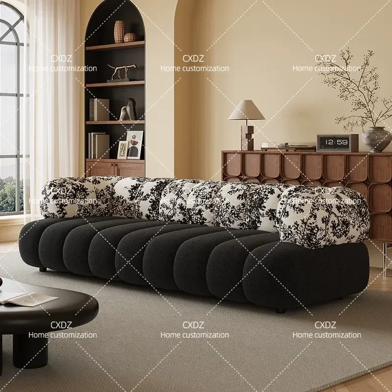 Retro Color Matching Straight Sofa Light Luxury Living Room Small Apartment Creative Simple Clothing Store Beauty Salon Rest