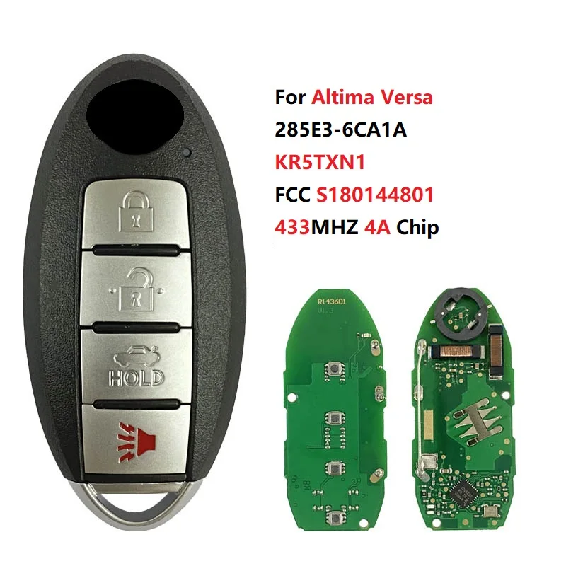 CN027077 FCC S180144801 KR5TXN1 For Altima Versa 285E3-6CA1A  7812D-TXN1 KeyProx Smart 4A Chip 433MHz