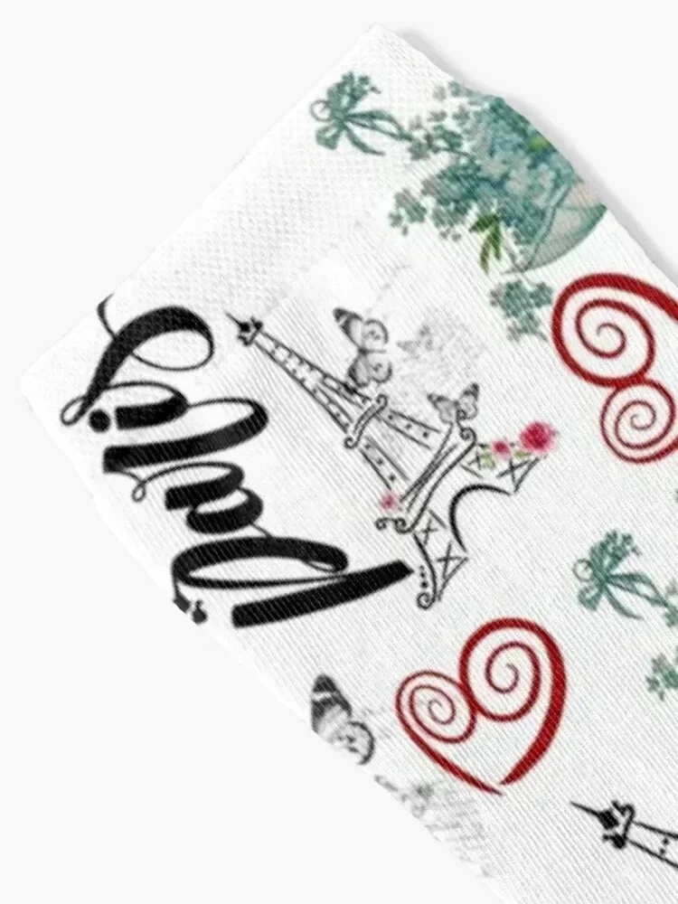 All-over Paris hearts print Socks Stockings man christmas stocking Crossfit Socks For Women Men's