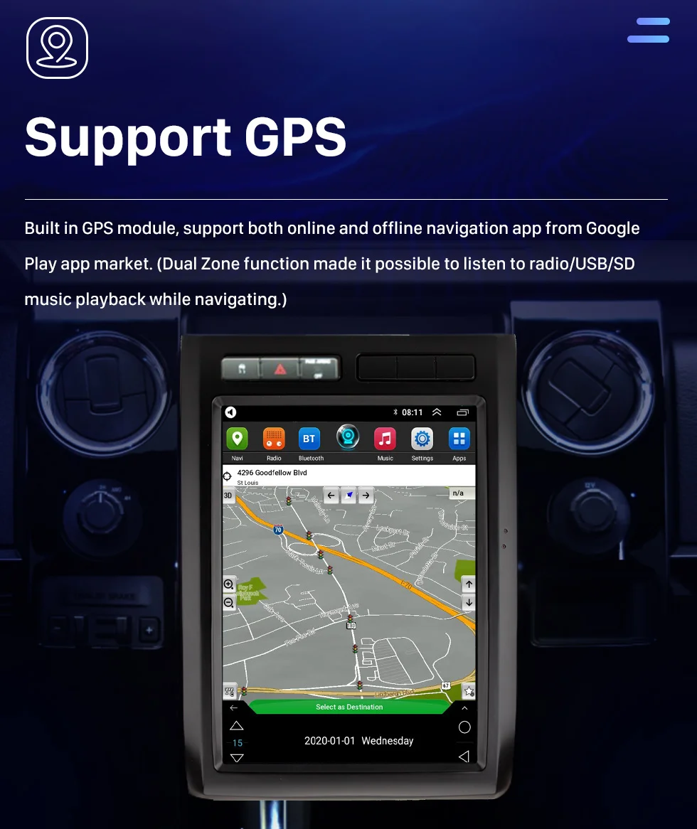 a 8g 128g Android13 For Ford Raptor F150 2009-2014 Car Radio Stereo Multimedia Player Gps Navigation Dsp Carplay 2 Din Head Unit