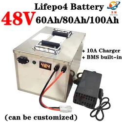 Batterie 48V 60Ah 80Ah 100Ah Lifepo4 battery pack 3.2V 80Ah for 48V motorcycle electric vehicle motor battery+10A charger