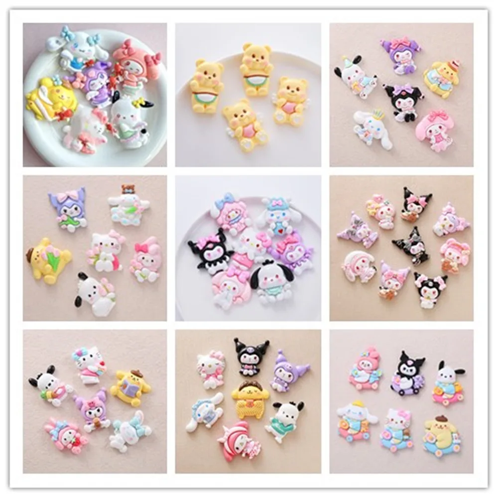 

100pcs Large size Kawaii Sanrio series Charm Resin Flatback Scrapbook For Earrings Keychain DIY Headware Accessories