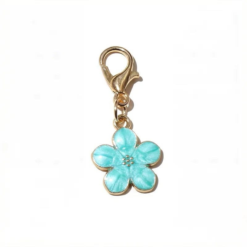 10pcs Lobster Clasp with Enamel Flower Charms