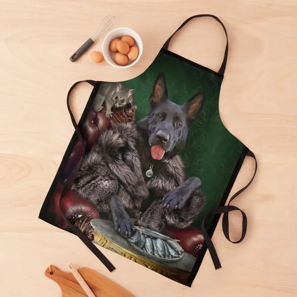 Black German Shepherd Portrait - Luna Apron kindergarten teacher for kitchen useful christmas decoration Apron