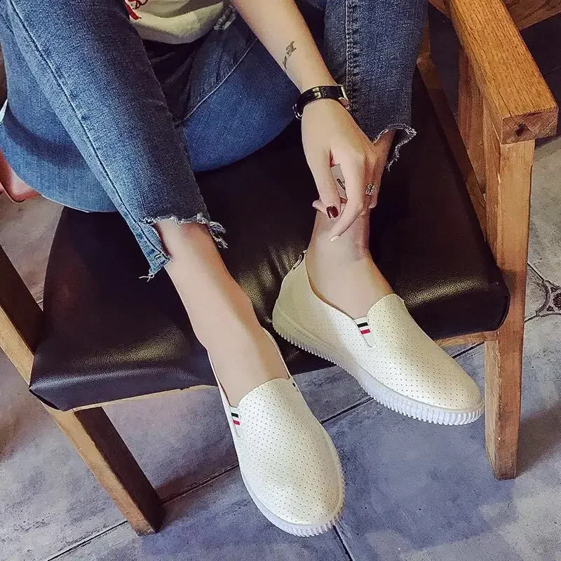 Dames Sneakers Witte Flats Uitgesneden Dames Loafers Pu Lederen Instappers Lage Hakken Casual Schoenen Espadrilles Dames Schoenen