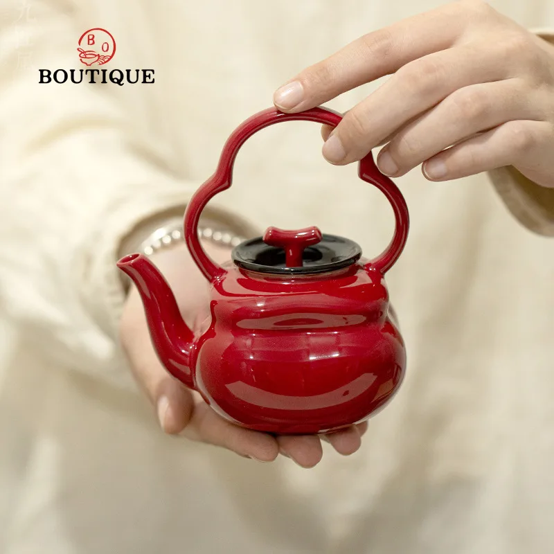 

Pigmented Red Tea Pot Tea Brewing Kettle Infuser Teapot Ceramic Set Porcelain Teapots Yixing Gong Fu Jug Gongfu Puer Kettlepot