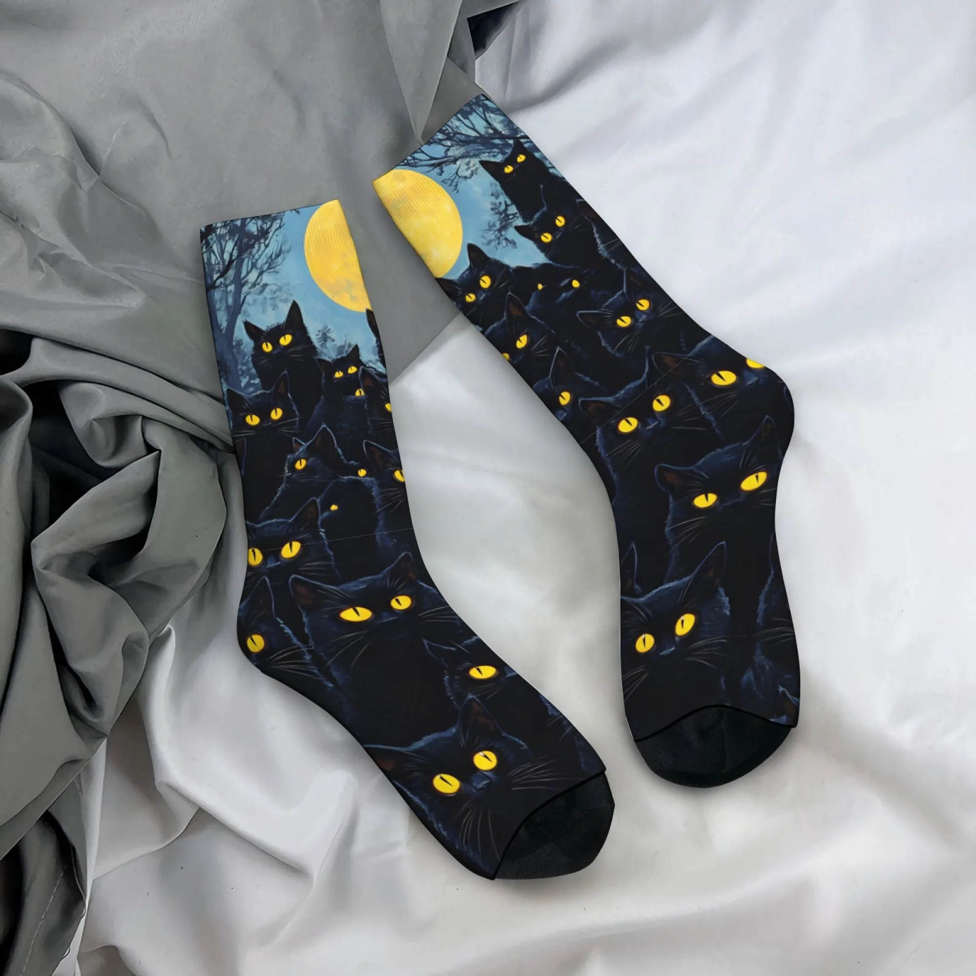 

Носки Mystic Black Cat Crew, носки с принтом Full Moon Night Cat, подарок для готических мистических и темных любителей животных