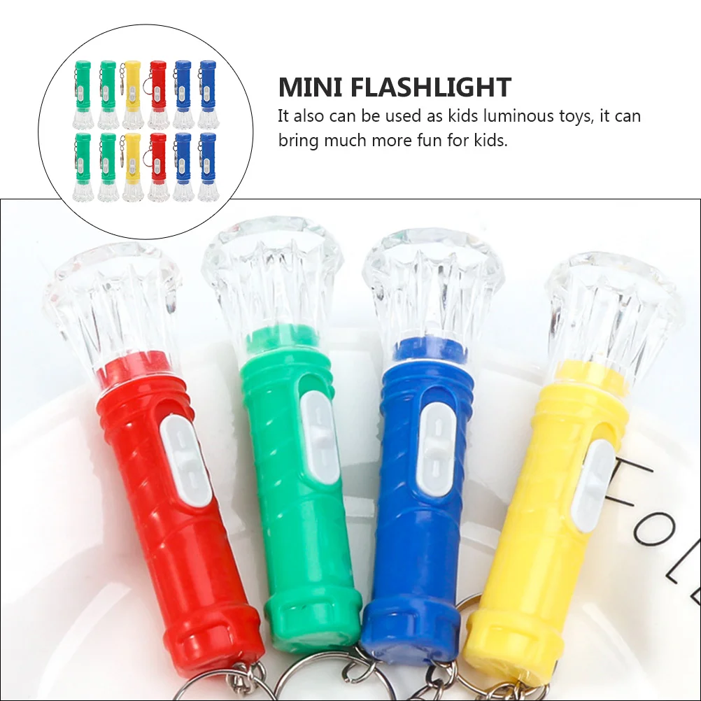 20 Pcs LED Torch Pen Light Flashlight Keychain Rechargeable Flashlights Lighting Tool Mini for Kids Button