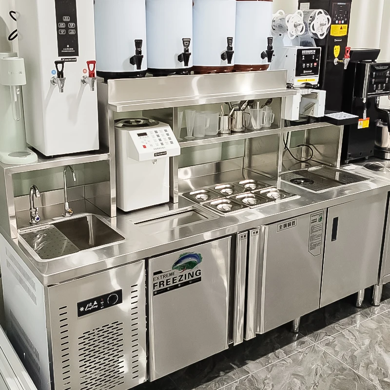 

1.2m/1.5m/1.8m Length Customized Stainless Steel Glory Bubble Tea Counter Milk Tea Work Table Station for Sale