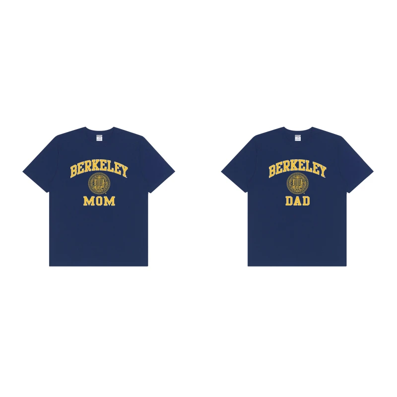 

Летняя свободная хлопковая футболка UC Berkeley для мамы и папы с короткими рукавами, индивидуальная одежда для пар, одежда для родителей и детей