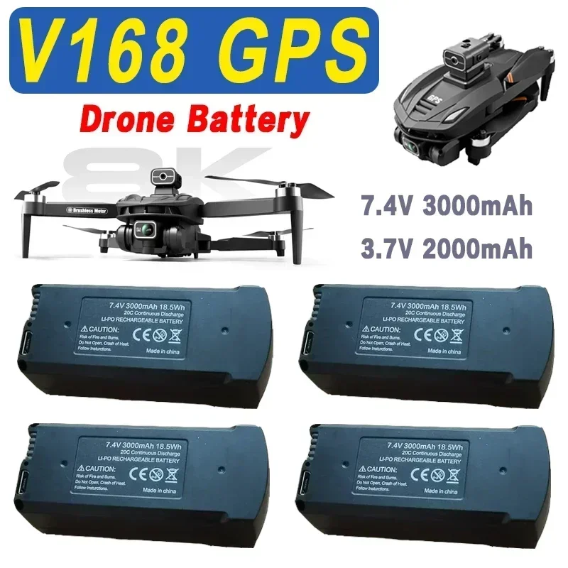 Original V168 GPS Drone Battery 7.4V 3000mAh RC Quadcopter 3.7V 2000mAh V168 Pro Max Spare Battery Dron Parts Accessories