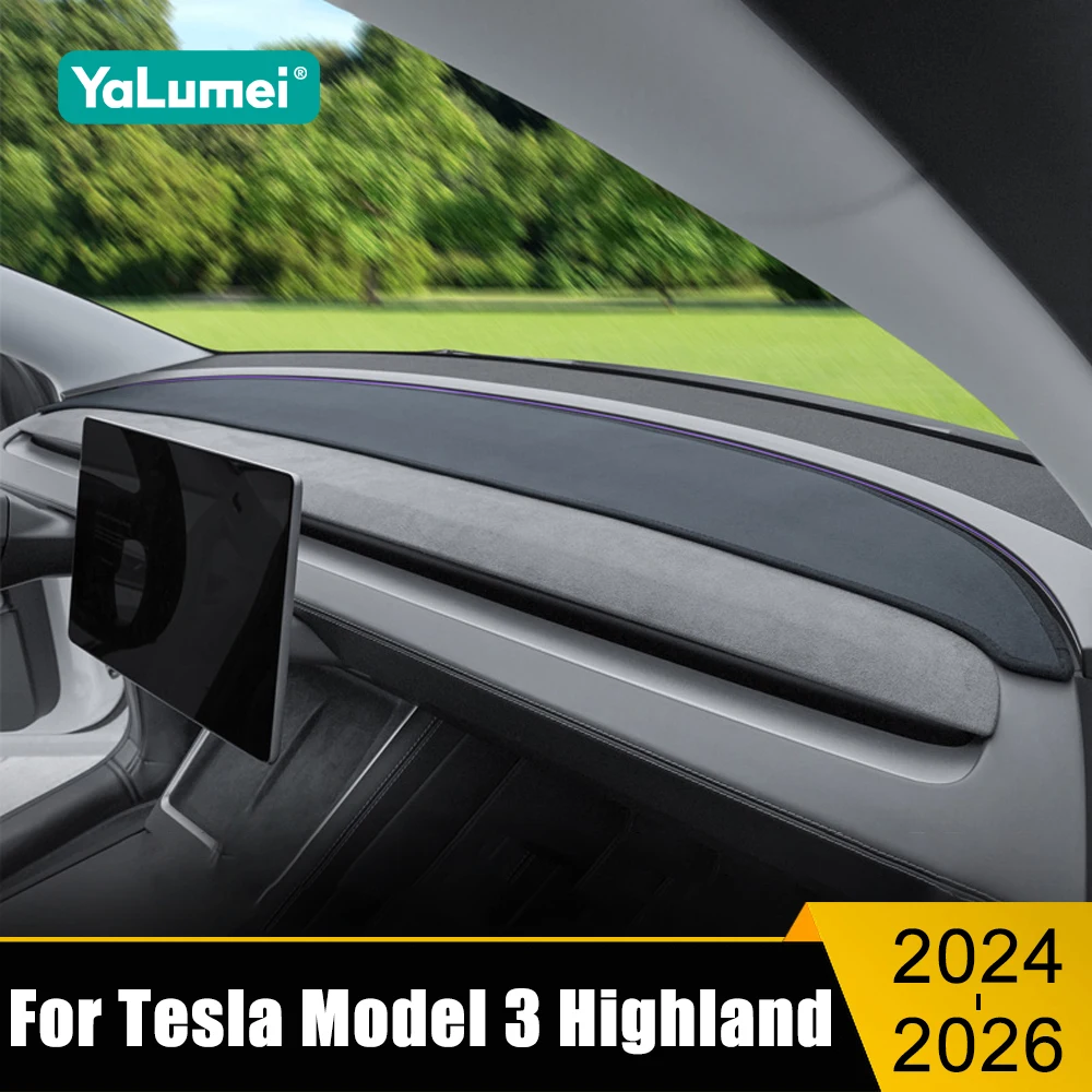 

Car Dashboard Cover Instrument Desk Sun Shade Anti-UV Carpet Mat Non-Slip Pad For Tesla Model 3 Highland 2024 2025 2026 EV