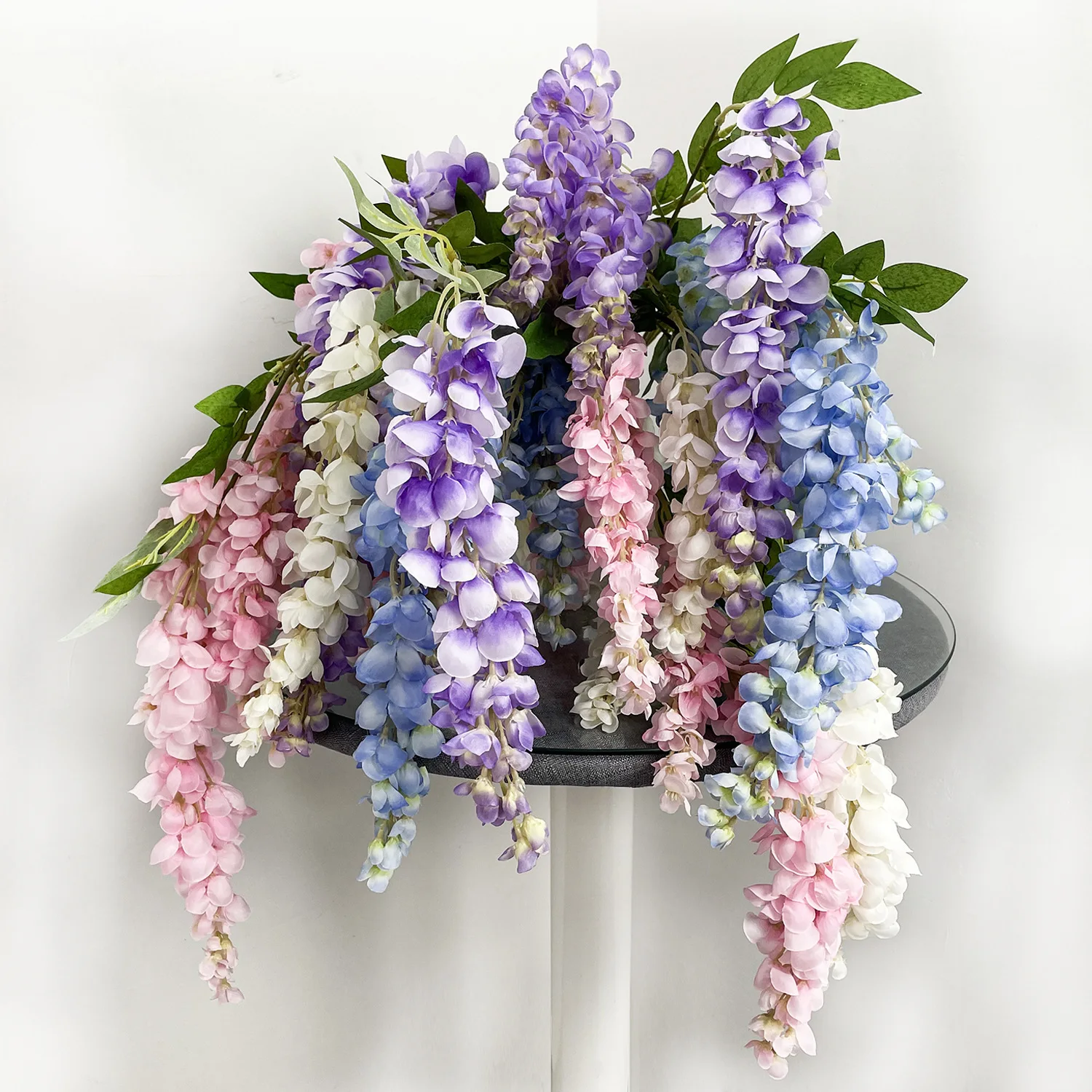 

Wisteria long branches artificial flowers hanging wedding hall decoration fake flowers silk flowers hotel ceiling decoration
