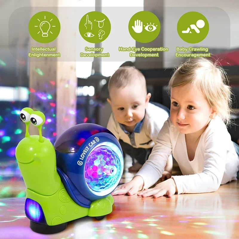 

Crawling Crab Snail Baby Toy Walking Tummy Time Dancing Early Educational Interactive Musical Light Toys Toddler for Kids Gifts