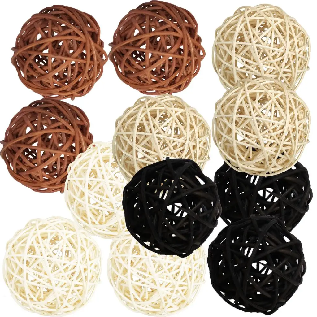 12Pcs Decorative Wicker Rattan Ball 5 Cm Spheres Vase Filler Ornaments DIY