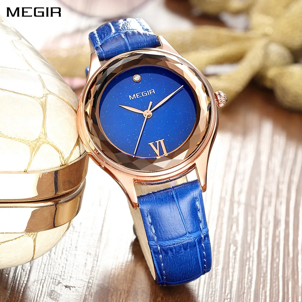 

MEGIR Elegant Women's Quartz Watch Simple Round Dial Leather Strap Waterproof Women's Business Watches relojes de mujer
