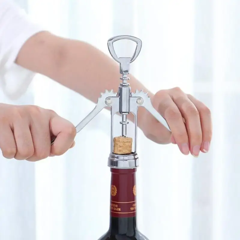 1pc Wine Bottle Opener 2-in-1 Stainless Steel Bottle Can Spiral Corkscrew Beer Bottle Opening Tool Kitchen Accessories