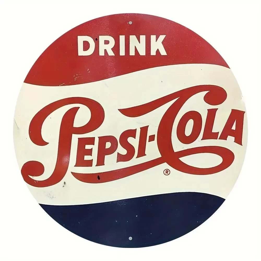 لافتة ألومنيوم مستديرة من RETROVIBES Vintage Pepsi - فن جداري عالي الدقة بالأشعة فوق البنفسجية، ديكور كلاسيكي لمشاعر غرفة الحنين